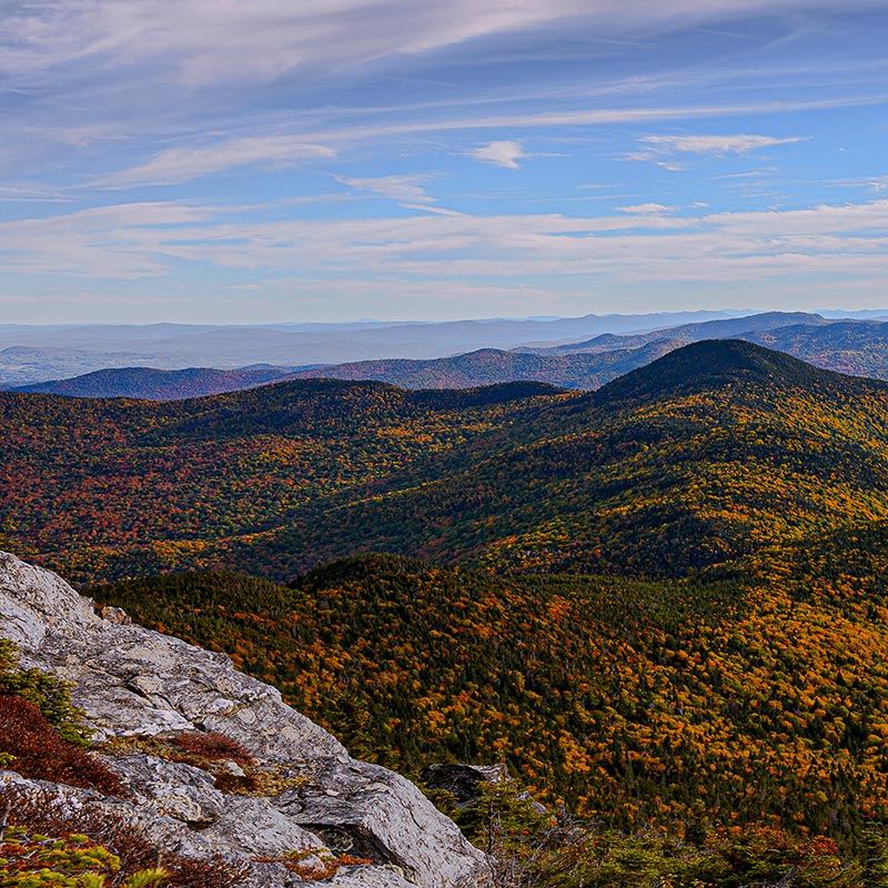Fall color over the hills near Brattleboro